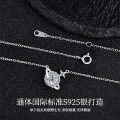 Sterling Silver Rhinestone Star Pendant Short Necklace-0-0