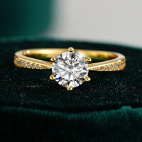 S925 Silver 6.5mm Round 1ct Moissanite Six-Prong Ring for Women-1CT (set with zircon)  7 yards