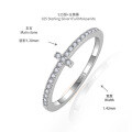 18k Gold Plated S925 Silver Full Moissanite Dainty Cross Ring Stackable Tail Ring for Women-0-4