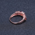 wholesale S925 silver rose gold plated with fashionably designed natural gemstone garnet ring, European and American style-0-2