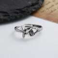 wholesale S925 Sterling Silver Creative OrientalStyle Cubic Rose Flower Ring Elegant Lady DesignRing-0-3