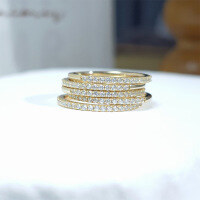 wholesale Sterling silver layered ring with scattered diamond accents, minimalist and elegant, versatile and sophisticated-Same style platinum Hong Kong 8#