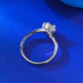 wholesale S925 silver new round one-carat moissanite six-prong engagement ring with a simple and elegant design-0-3