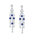 wholesale [] 925 Silver Gold-Plated Lab-Grown Sapphire Earrings for Women with Fringe, TikTok Live Hot Sale-0-0