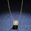 S925 Sterling Silver Princess-Cut Moissanite Full Diamond Square Necklace-0-0
