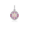 wholesale 925 Sterling Silver with Zircon and Colored Gemstone Egg-Shaped Pink Opal Pendant for Wholesale-0-4