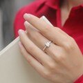 925 Silver Octagon Moissanite Ring Trapezoid Design Micro-Set Luxury Cross-Border High-End Jewelry Women's-0-1