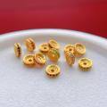 wholesale S925 ancient method silver gold-plated with colored rhinestones straight-cut spacer beads and pads for DIY pearl, jadeite, and silver jewelry accessories-0-2