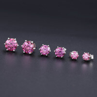 wholesale S925 Sterling Silver 05-2 Carat Rainbow Moissanite Stud Earrings for Versatile Daily Wear-0.5 carat colored moissanite earrings (color notes)