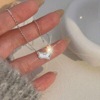 wholesale S925 Sterling Silver Crushed Ice Heart Necklace for Women, Korean Spring and Summer New Style, Internet Celebrity Scale Collarbone Chain-Pure silver (length 40+5CM)