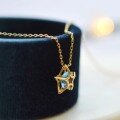 wholesale S925 sterling silver five-pointed star hollow-out diamond zirconia necklace for women, stylish and sophisticated forest-inspired pendant-0-2