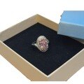 wholesale Metal material first: Cross-border Europe and America best-selling dazzling princess pink gemstone ring for women, Korean style fashion exquisite elegant micro-set colored gemstones and diamonds-0-4