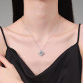 S925 Sterling Silver Cross-Border Moissanite Four-Leaf Clover Pendant Necklace-0-2