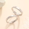 wholesale S925 Sterling Silver "Ocean Vow and Mountain Pledge" Couple Rings, a Pair of Light Luxury Niche Design Matching Bands for Girlfriend Valentine's Day Gift-0-1
