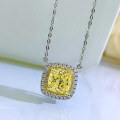 wholesale [Electroplated White Gold] Stumu Jewelry New Yellow Diamond 8*8 Fancy Square High Carbon Diamond Electric Gold Necklace Luxurious Micro-Set Pendant for Women-0-2