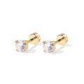 wholesale S925 Silver European and American Fashion High-End Single Diamond Ear Bone Stud with Flash Diamond Flat Head Piercing Four-Prong Zircon Earring-0-0