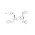 wholesale S925 Sterling Silver 1208 Geometric Pearl Earrings Women Minimalist Style Small and Fresh Individuality Ins Aesthetic Versatile C-shaped Silver Ear Accessories-0-4