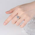 wholesale Pt950 plated S925 silver 1-carat moissanite ring for women, empty setting, drop shipping-0-3