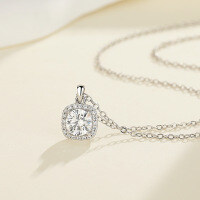 Sterling Silver Moissanite Sugar Pendant Necklace, Cross-Border Chic-[Super Sparkling Zircon] 1 Carat Necklace  925 Silver