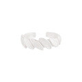 wholesale S925 Sterling Silver 905 Wire Drawing Texture Leaf Ring for Women, Minimalist Cold Tone Small Original Ins Style Simple Open Adjustable Silver Ring-0-4