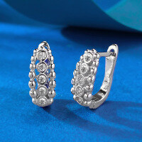 wholesale S925 Silver Beaded Bubble Stone Ear Stud Earrings Fashionable Personalized European and American Style AliExpress Ready-E597 Platinum Earrings 925 Silver