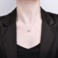 Sterling Silver Square Crystal Necklace with Diamond Accents-0-1