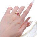 wholesale S925 Silver New Live Stream Style Simulated Pigeon Blood Red 5*7mm Oval Red Corundum Bezel-Set Ring-0-4