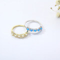 wholesale S925 Silver Japanese Minimalist Round Synthetic Opal Ring White Opal Luxury Jewelry Band-0-2