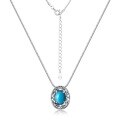 wholesale S925 sterling silver plated with white gold, new geometric synthetic turquoise necklace for women vintage style, dropshipping-0-5