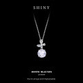 Sterling Silver Butterfly Firework Cut Zircon Necklace, Minimalist Luxury Collarbone Chain-0-4