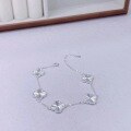 wholesale S925 Silver Maker's Laser Clover Five-Flower Bracelet for Women, Fashionable Minimalist Luxury High-End Hand Accessory-0-5