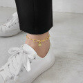 wholesale S925 Sterling Silver ST167 Korean-style minimalist geometric English round tag chain anklet for women-0-3