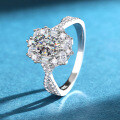 S925 Silver Oval Moissanite Engagement Ring, One Carat Women's Wedding Band-0-1
