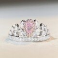 wholesale 925 Sterling Silver Pink Diamond Ring for Women, Cute Ins Style Minimalist Pink Heart Bestseller Ice-Cut Zircon Ring-0-13