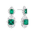 wholesale S925 Sterling Silver Heavy Industry Style Synthetic Cultured Emerald Stud Earrings for Women, Hot Selling in Cross-Border Live Streaming-0-4