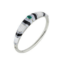 wholesale 925 Silver Gold-Plated Earrings with High-Carbon Diamonds, Black Onyx, Emerald, Oval Cut, Art Deco Jewelry, Women's Bracelet-Muzo Green Black Agate Bracelet 925 Silver