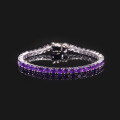 wholesale S925 Sterling Silver Romantic Flattering Purple 3/4/5mm Tennis Chain with Natural Amethyst Bracelet-0-6