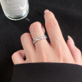 wholesale S925 Sterling Silver Fresh and Sweet Ins Style Niche Design Inlaid Diamond Crushed Ice Wave Ring R02670-0-1