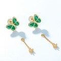 wholesale S925 Sterling Silver with Green Malachite Japanese Korean Sweet Forest Style Butterfly Earrings Women's Valentine's Day Gift-0-3