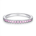 wholesale S925 Sterling Silver Single Row Half Eternity Ring with Rose Gold Plating and Blue Zircon for Women-0-11