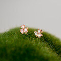 wholesale S925 Sterling Silver Fresh and Sweet Minimalist Design Exquisite Diamond-Inlaid Clover Earrings M06549-0-2
