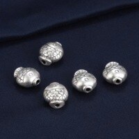 wholesale S999 Pure Silver Horizontal Hole Beads Retro Silver Goldfish Bobo Fish Kissing Fish Accessories DIY Beaded Jewelry Accessories-One small fish (approximately 12*147*5 mm)
