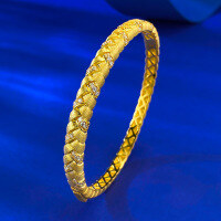 wholesale Metal: S925 Gold-Plated Sterling Silver Dot design, antique brushed wheat braided bracelet, lightweight luxury style-B143 Gold Braided Bracelet 18cm