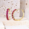 wholesale S925 Sterling Silver Light Luxury Fashionable Color Zirconia Earrings with Exquisite Cultured Ruby-0-2