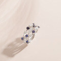 wholesale S925 Sterling Silver High-End Elegant Cultured Sapphire Moissanite Ring for Women-0-3