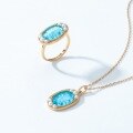 wholesale S925 Gold-Plated Synthetic Blue Crystal Pendant New European and American Style Luxury Necklace for Women Choker Factory Wholesale-0-4