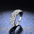 Silver D Color Moissanite Ring, 80-Point Hollow Design, Live Stream Wholesale-0-0