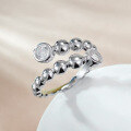 wholesale S925 Silver European and American New Ins Minimalist Style Beaded Stacking Ring Open Adjustable Ring for Live Drop Shipping-0-0