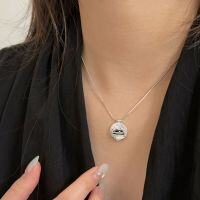 wholesale S925 Silver Round Plate English Letter Snake Chain Necklace Women Korean Stall Goods Light Luxury Versatile Niche Collarbone Chain-Pure silver (40+5CM)