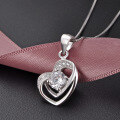 wholesale S925 sterling silver Valentine's Day jewelry heart pendant women's collarbone necklace, lightweight luxury niche design necklace pendant-0-2